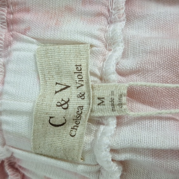 Chelsea & Violet NEW Linen Blend Coquette Pink Cottagecore Tiered Mini Skirt M - Picture 9 of 12